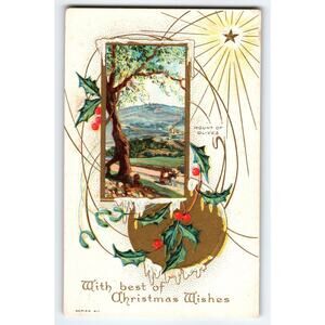 Vintage Christmas Postcard Mount of Olives Scenic Holiday Greeting